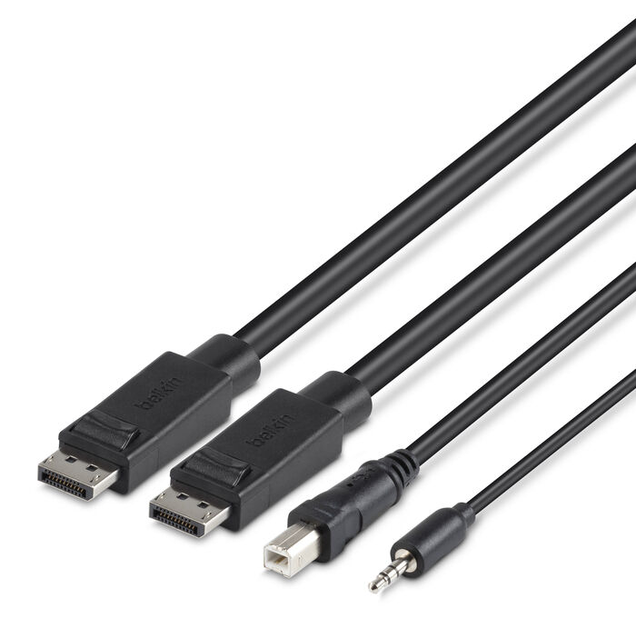 TAA DUAL DP/USB/AUD SKVM CBL, DP M/M; USB A/B, 6', Black, hi-res